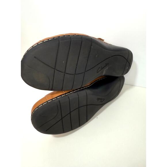 Clarks Bendables Mary Jane Flats Size 8.5W Brown Leather - Picture 6 of 8